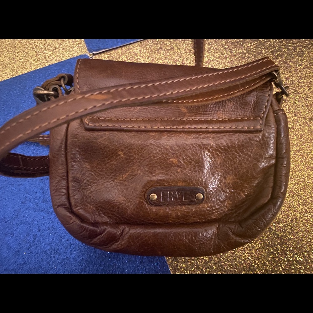 RARE FRYE GORG STUDDED COGNAC CROSSBODY Bag LUX - Picture 4 of 8
